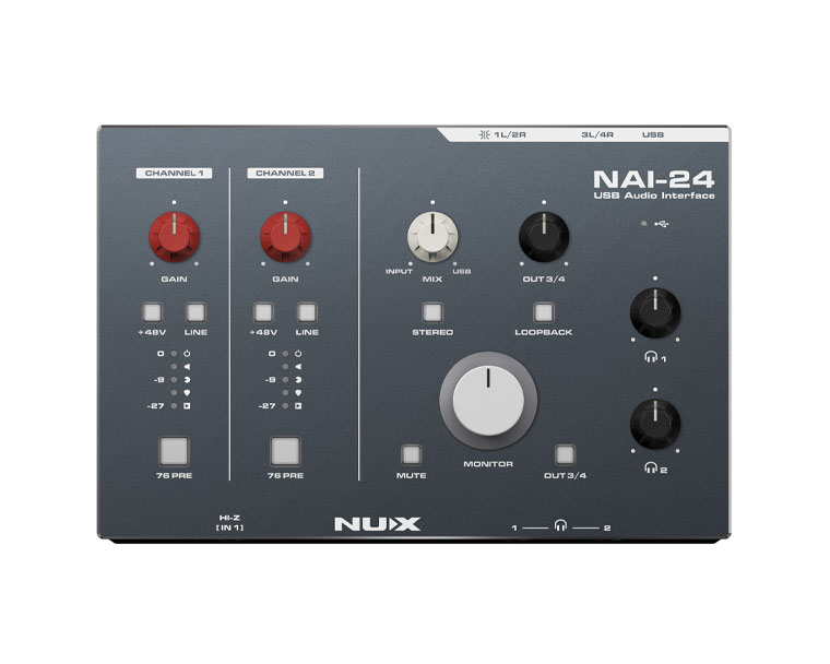 NUX NAI-24 USB Audio Interface อินเตอร์เฟสดนตรีคุณภาพสูง สำหรับบันทึกเสียงและทำเพลง