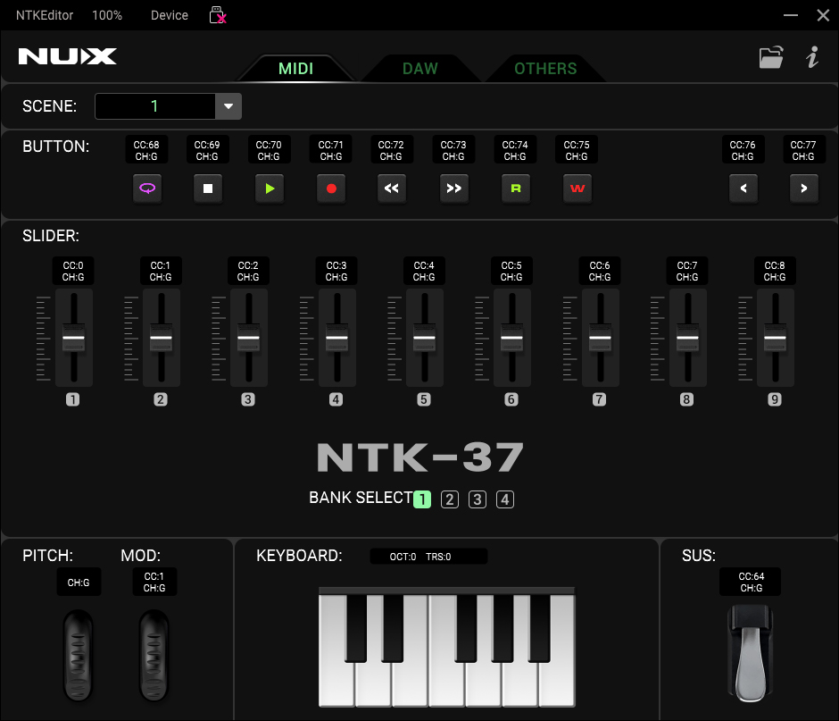 NUX NTK-37 MIDI Keyboard Controller คีย์บอร์ด MIDI 37 คีย์ สำหรับทำเพลงและโปรดักชั่น