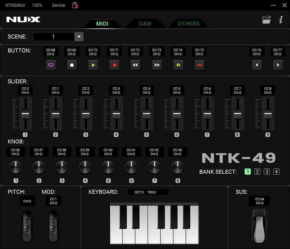 NUX NTK-49 MIDI Keyboard Controller คีย์บอร์ด MIDI 49 คีย์ สำหรับทำเพลงและโปรดักชันดนตรี